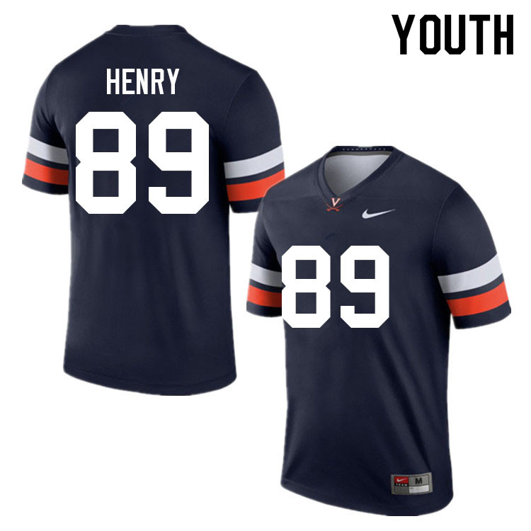 Youth #89 Artie Henry Virginia Cavaliers College Football Jerseys Sale-Navy - Click Image to Close